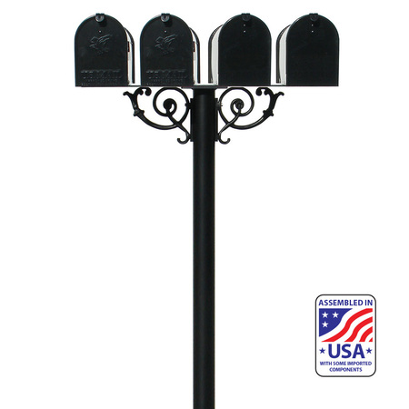 QUALARC The Hanford QUAD mailbox post system w/Scroll Supports HPWS4-US-000-E1